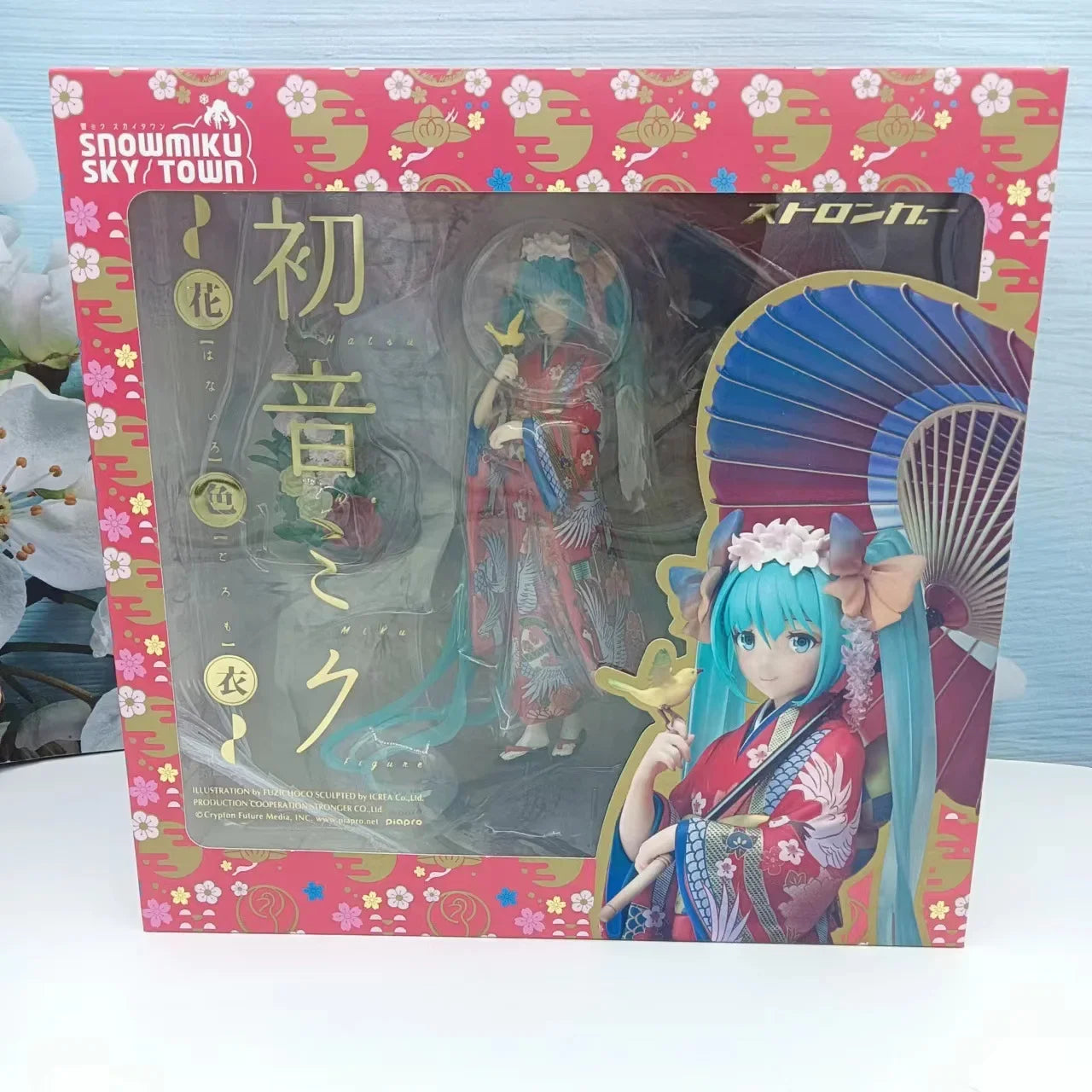 NEW bOXED Anime Hatsune Miku kimono Umbrella Beautiful girl series PVC Action figure Model toys Ornaments fans gifts