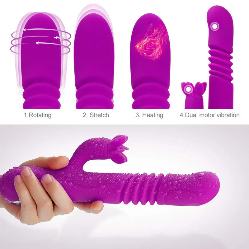 Stoßender Dildovibrator, automatischer G-Punkt-Vibrator mit Saugnapf, Sexspielzeug für Frauen, freihändiger Sexspaß, Analvibrator für den Orgasmus