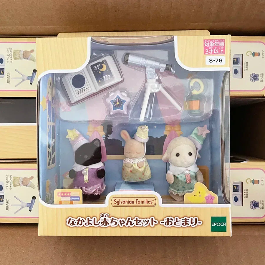 Sylvanian Families Anime Figure Baby Doll Set Kawaii Rainy Equipment Lop Baby Doll Room Ornaments Desktop Decoration Toy Gifts