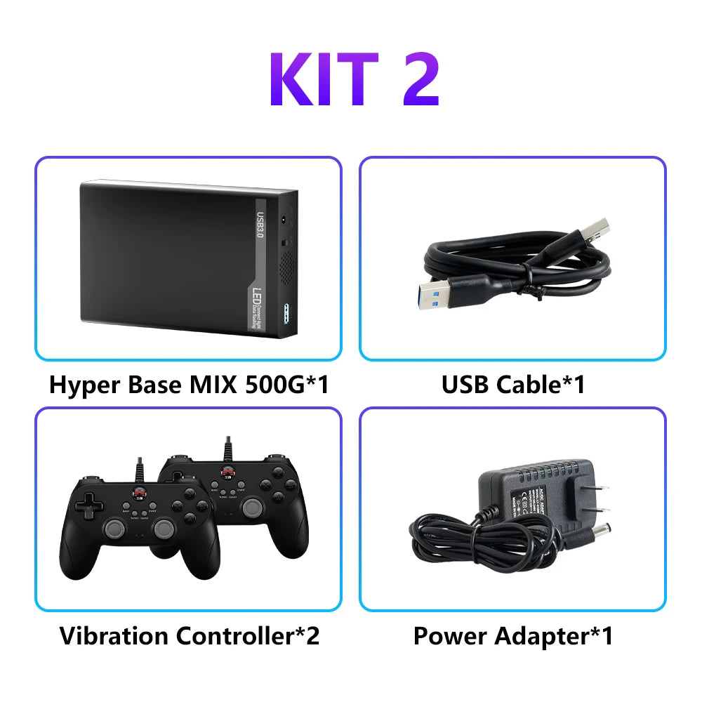 Mix 500G Hard Disk Drive Retro Gaming HDD&Game controller with 38200+ AAA&3D&Retro Games Retrobat&Launchbox&Playnite 50+Emulator