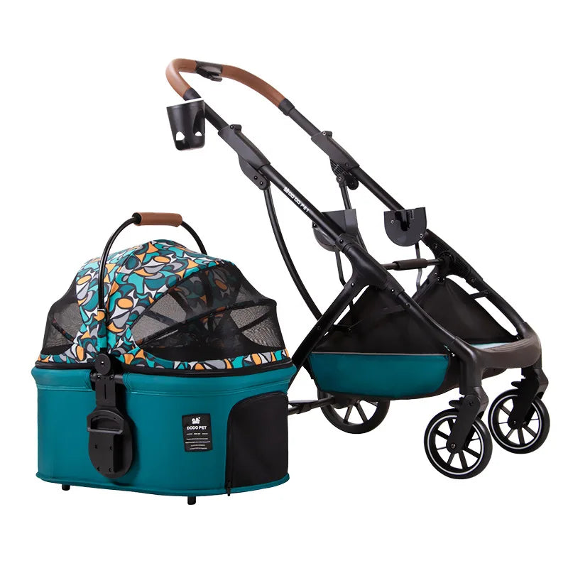 Detachable Pet Stroller Aluminium Alloy Dog Trolley for Corgi Teddy Cat Cart Load Bearing 20kg Dog Strollers for Small Dogs