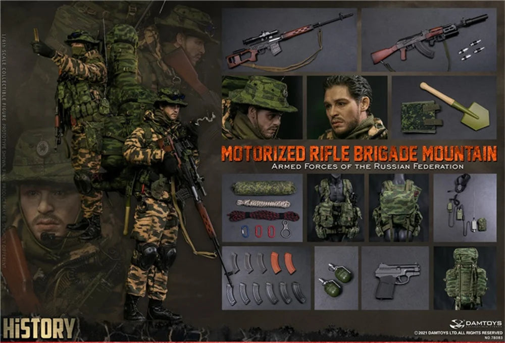 DAMTOYS 1/6 DAM 78083 The Russian Action Figure Soldier Mountain Special Mission Unit Full Set Moveable Doll For Fans Collect