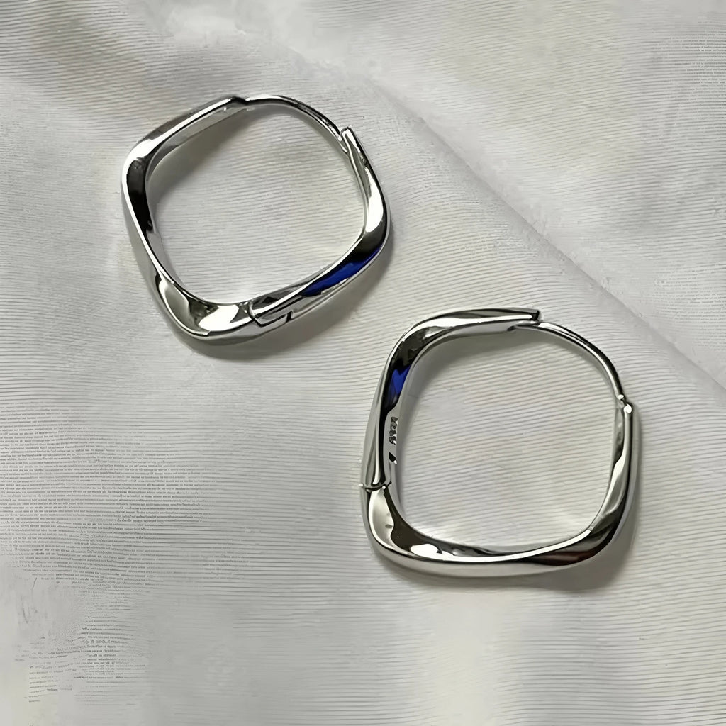 VENTFILLE 925 Sterling Silver Chunky Hoop Earrings for Women Geometric Circle Punk Ear Jewelry Party Gifts 2023 New Dropshipping