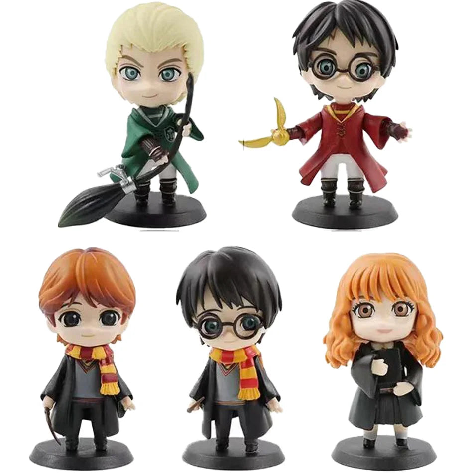 Harryy Potter 3pcs-10pcs Q Style Posket Hermione Ron Hedwig Vinyl Figure Toy Cake Decoration Car Model PVC Doll Toys