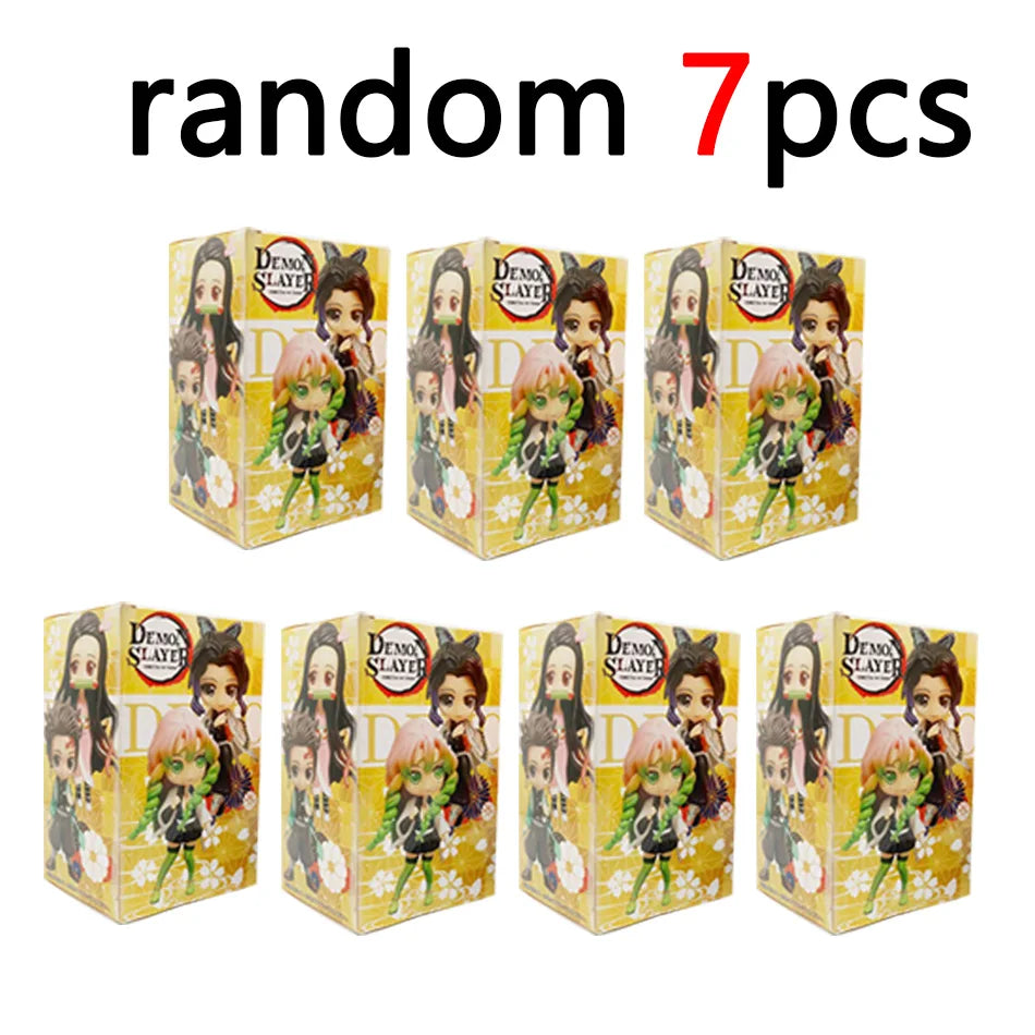 Demon Slayer Q Version Anime Figures 8Pcs Set Tanjiro Nezuko Hashira Collection PVC Model Birthday Christmas Gift for Kids
