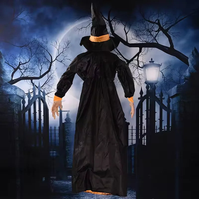 2025 Hot Halloween Decor Talking Witch Outdoor Spooky Animatronic Witch Decor Prop Red Eye Animated Witch Home Festival Decor