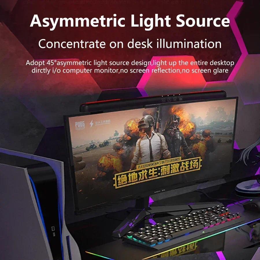 LED Curved Screen Monitor Light 40cm Screen Hanging Lights Desk Lamp for Work Study RGB Gaming Room Background Atmosphere Lights