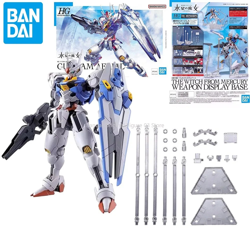 Bandai Genuine GUNDAM AERIAL THE WITCH FROM MERCURY  DISPLAY BASE HG Anime Action Figure Assembly Model Toys Gift Children