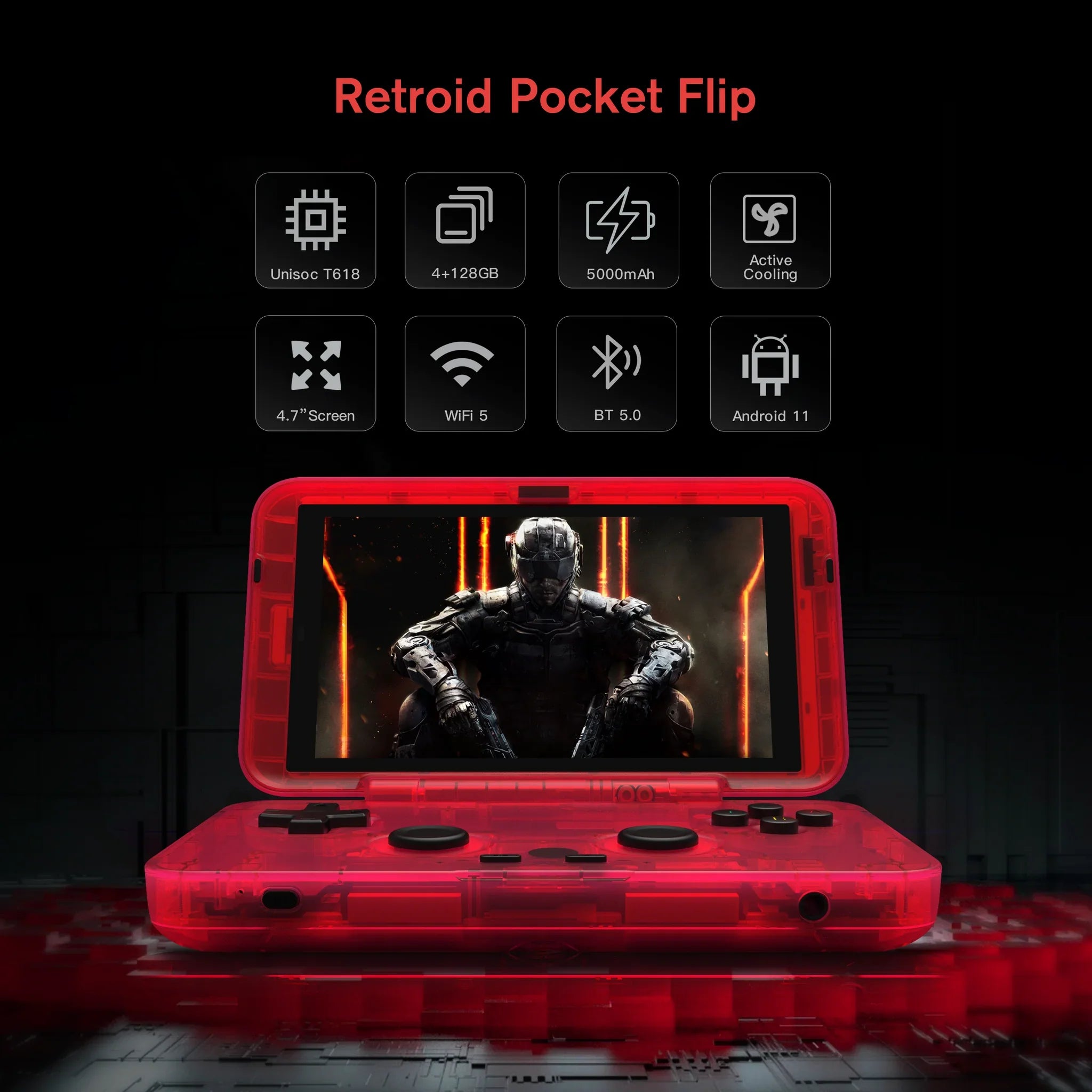 Retroid Pocket Flip Retro Gaming Consoles RP Android 11 Portable Mobile Game Consoles 4GB+128gb Touch Screen Handhelds