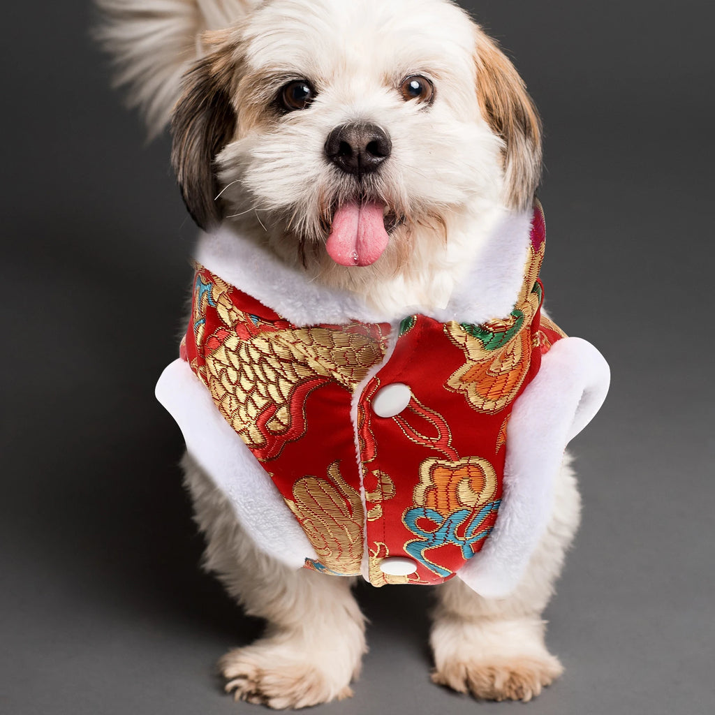 Bekleidung Hund Lunar New Year Outfit Mäntel Haustier Kleidung Katze Kleidung Chinnese Rot Warm