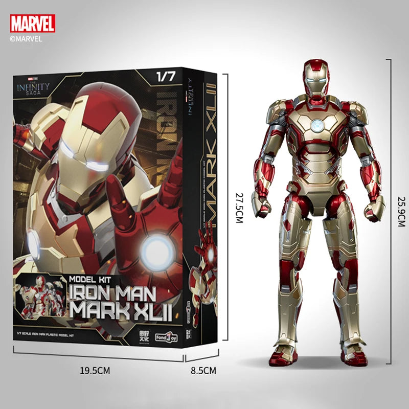 Fondjoy Marvel Iron Man MK46 Assembled Model 10in 1/7 scale Action Figures Reactors can emit light Collect Ornament Boy Toy Gift
