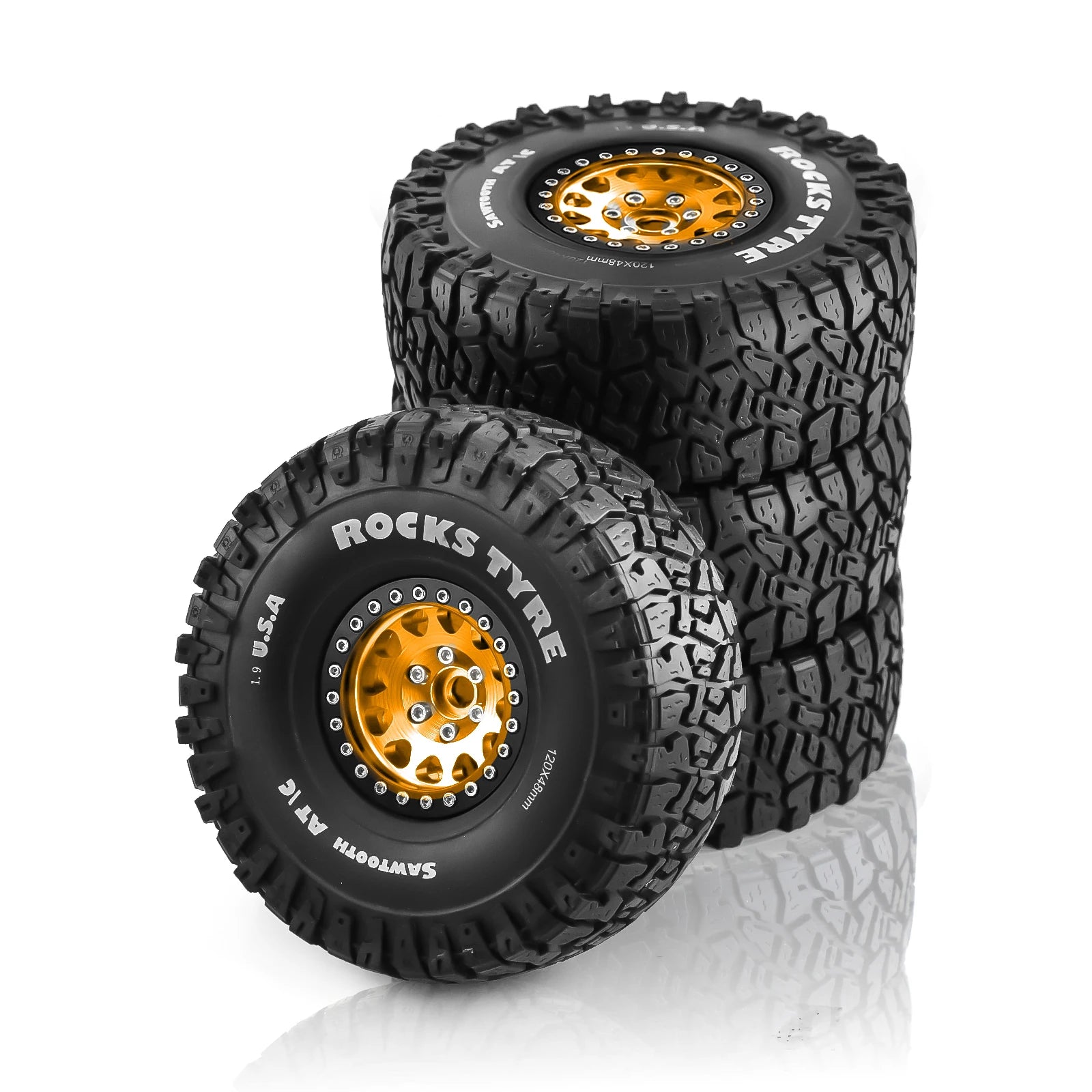 4PCS 1,9 Zoll Beadlock Rad Felgen &amp; Gummi Reifen für 1/10 RC Rock Crawler Axial SCX10 RR10 AX10 Wraith 90048 90018 KM2