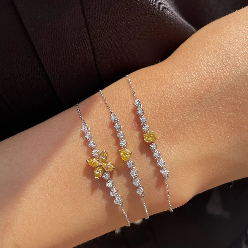 Aazuo Echt Gelb Weiß Diamanten 18K Gold Klassische Tennis Armband Gehobenen Trendy Senior Party Senior Anpassen Edlen Schmuck