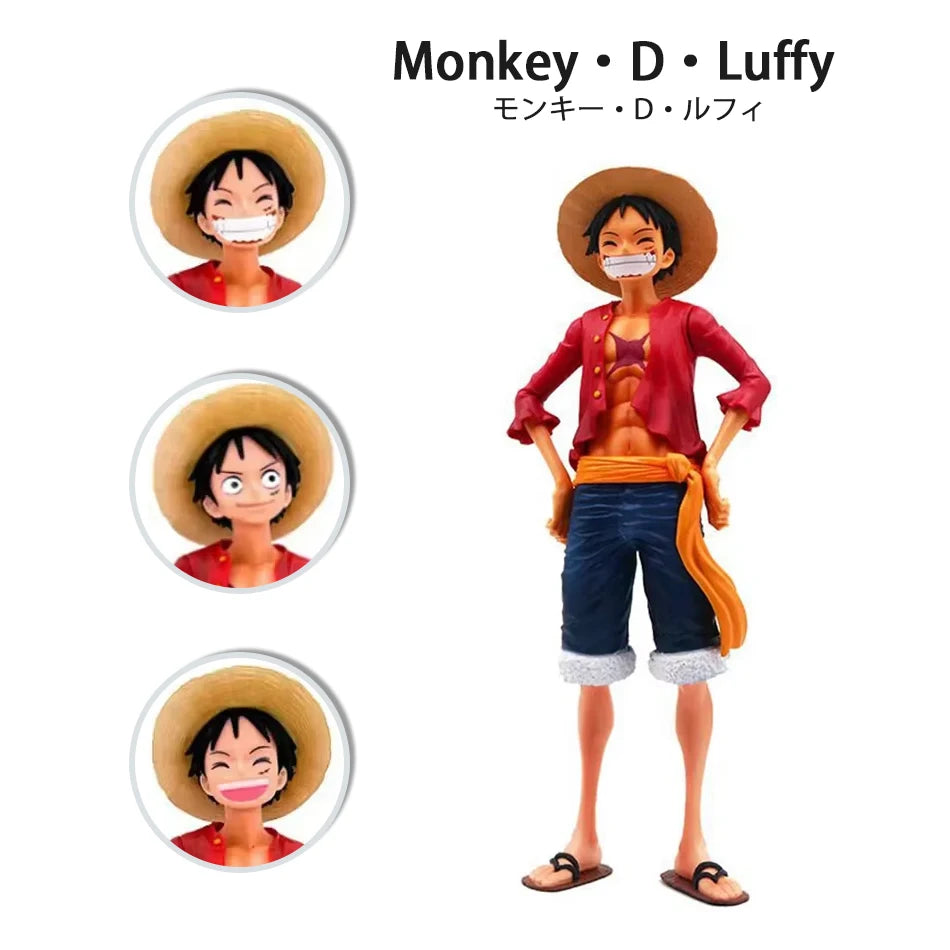28 см One Piece Monkey D Luffy Аниме Фигурка Играчки Уверен Smiley Luffy Три Форми Лице Сменящо Екшън Фигурка PVC Модел Кукли
