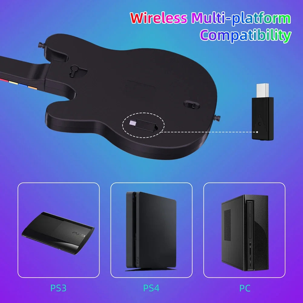 2.4G Wireless Guitar Gamepad Game Controller With Shoulder Strap For PS4 PS3 PC Guitar Hero Clone Hero Rock Band Accessories