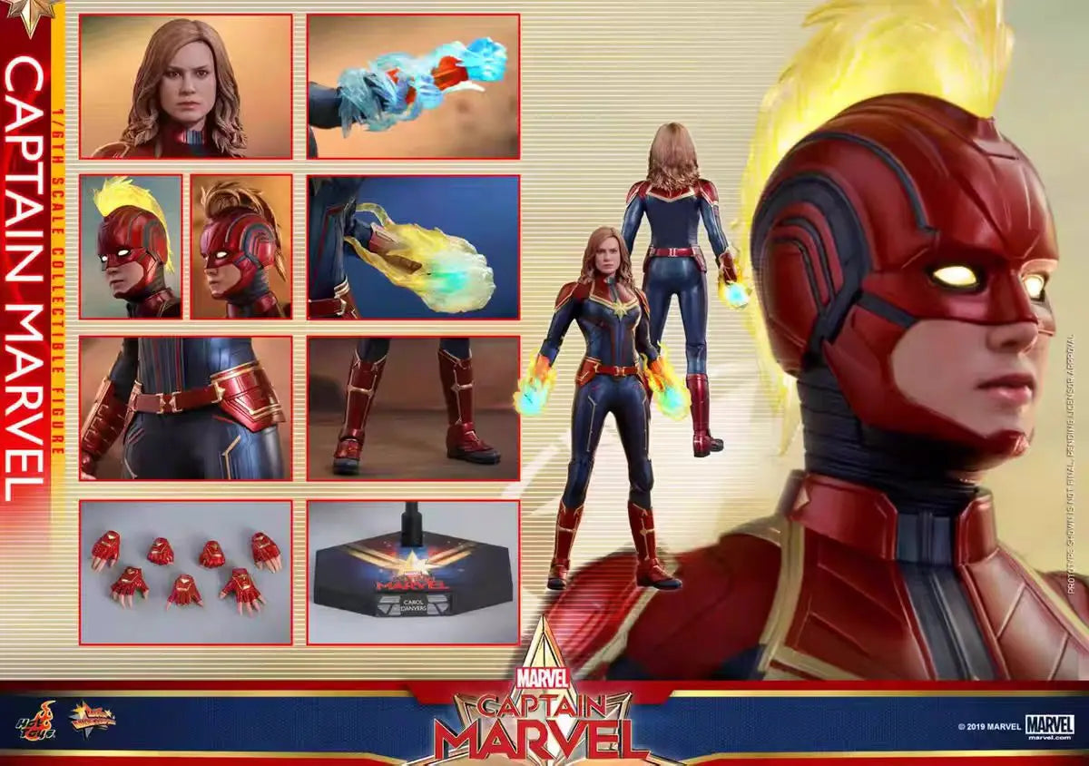 Original Hot Toys MARVEL Avengers 4: Captain Marvel MMS521 MMS522 Anime Figure Collection Toys Models