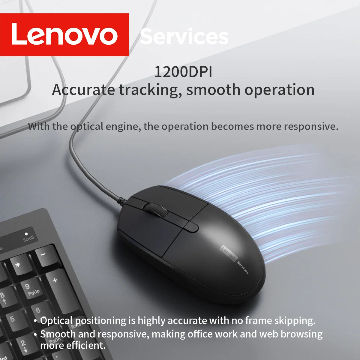 Lenovo Kabelgebundenes Tastatur- und Maus-Set, klassisches schwarzes Büro-Set, Business, Büro, Zuhause, Tastatur und Maus, 104 Tasten-Layout, Desktop, Laptop, universell