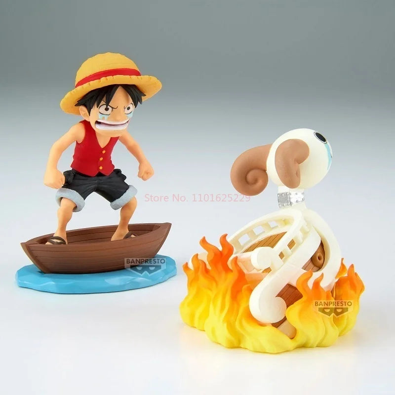 Original Bandai Banpresto One Piece World Collectable Figure Wcf Monkey D Luffy Going Merry Figure Collectible Model Toys