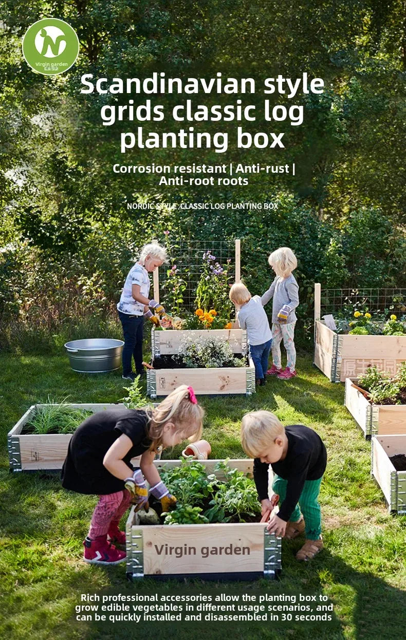 Garden Original Wooden Planting Boxes Framed Beds Vegetable Planting Planters Outdoor Patio Wooden Enclosures