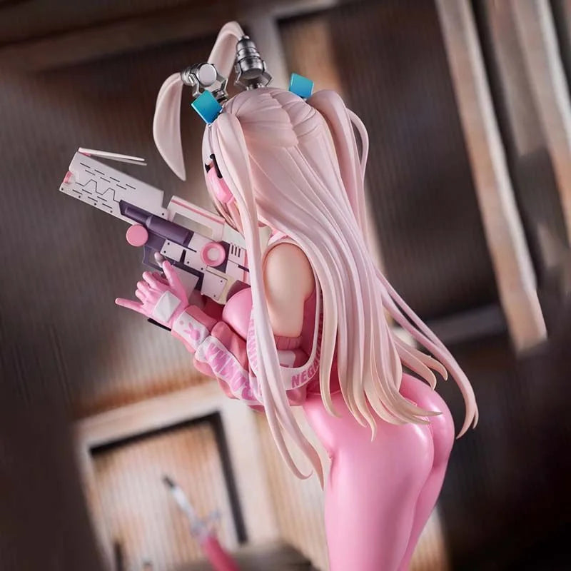 Superbunny Pink Ver. – Rabbit Ears Anime Figure, Cute PVC Bishoujo Statue Collectible Desktop Display for Anime Fans