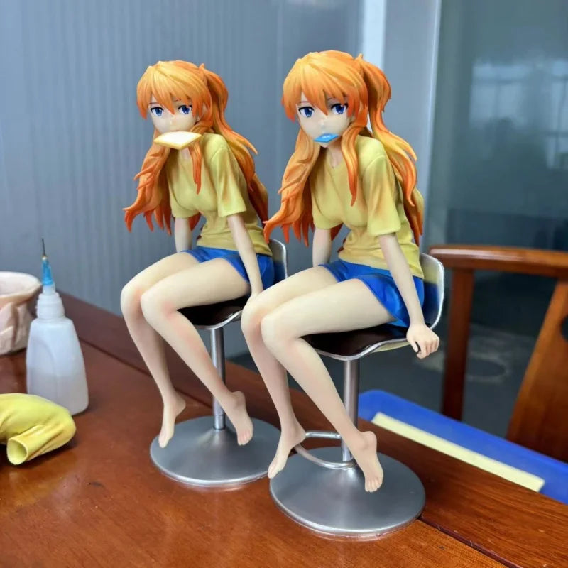 New Asuka  Anime  Action Figure Model Sitting Posture Desktop Decor Gk Statue Dolls Figures Collect Toy Gift