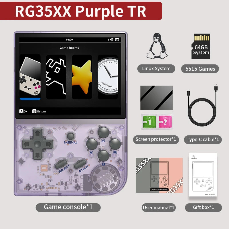 ANBERNIC RG35XX Plus/RG35XX Retro-Handheld-Spielkonsole 3,5-Zoll-IPS-Bildschirm Linux Tragbarer Videospiel-Player unterstützt HD-MI-TV-Ausgang