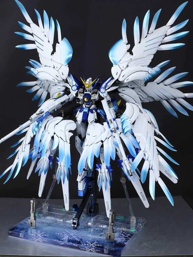 Bandai  MG 1/100 Ice Blue Angel FLYWING ZERO TITANUM FINISH Model Kit Anime Action Fighter Assembly Models Collection Kids Gift