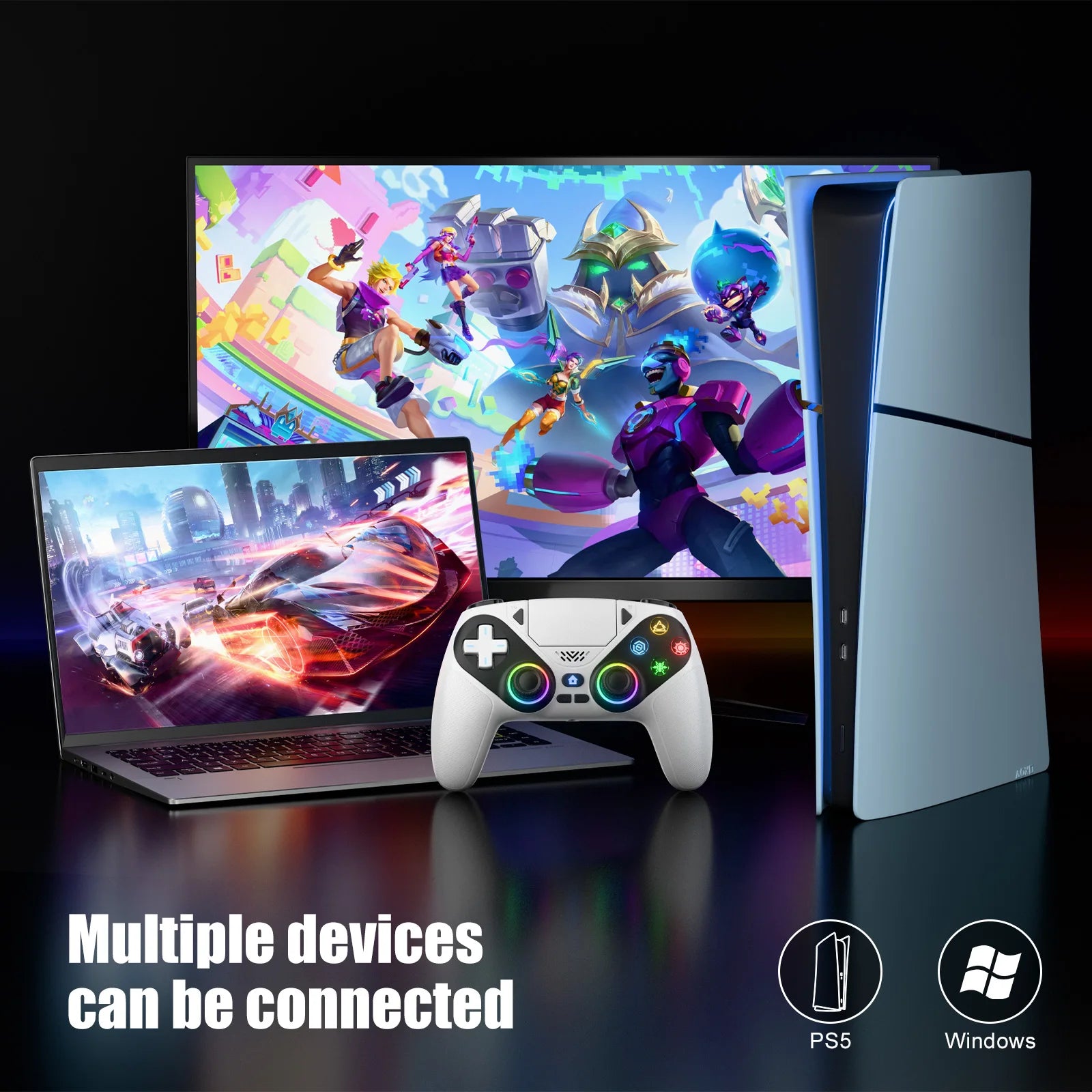 For Ps5 Wireless Controller For Ps5/Pc Console Gaming Controller Bluetooth Gamepad With Turbo Dual Sense Vibrate Programming RGB