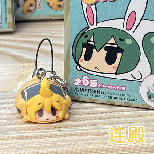 1pcs Boxed Anime Hatsune Miku Kaito Rin Len Kawaii Bee Q Version Figure PVC Model Toys Key Ring Pendant Gifts