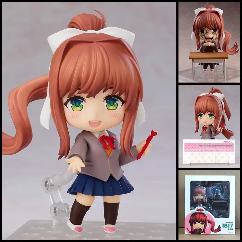 10CM Doki Doki Literature Club! Nendoroid #1817 Monika Cute Q Version Action Figure Collectible Model Kit Trendy Toys Girl Gift