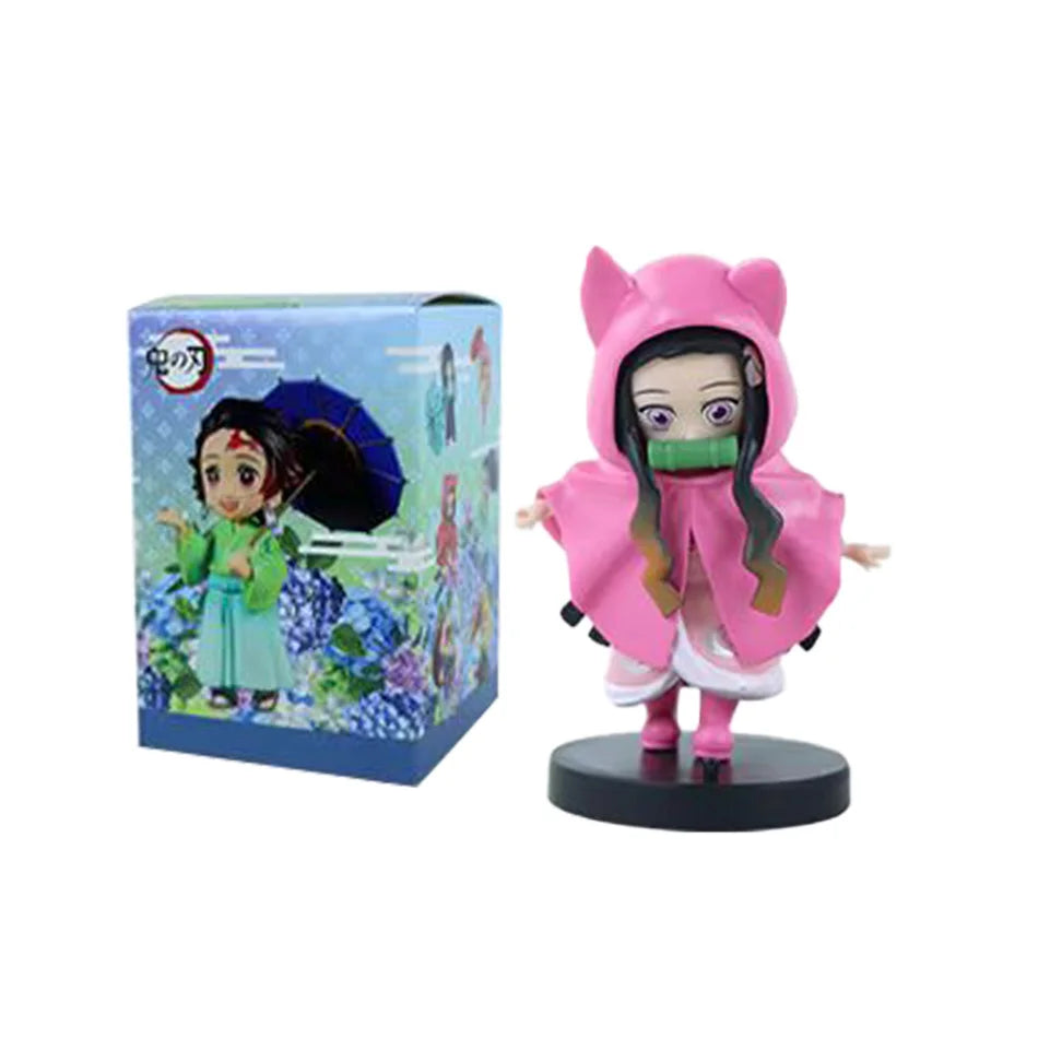 6pcs Q Version Demon Slayer Sitting Ghost Doll Tanjiro Nidouzi Inosuke Zenizu Toy Figural PVC Model Gift