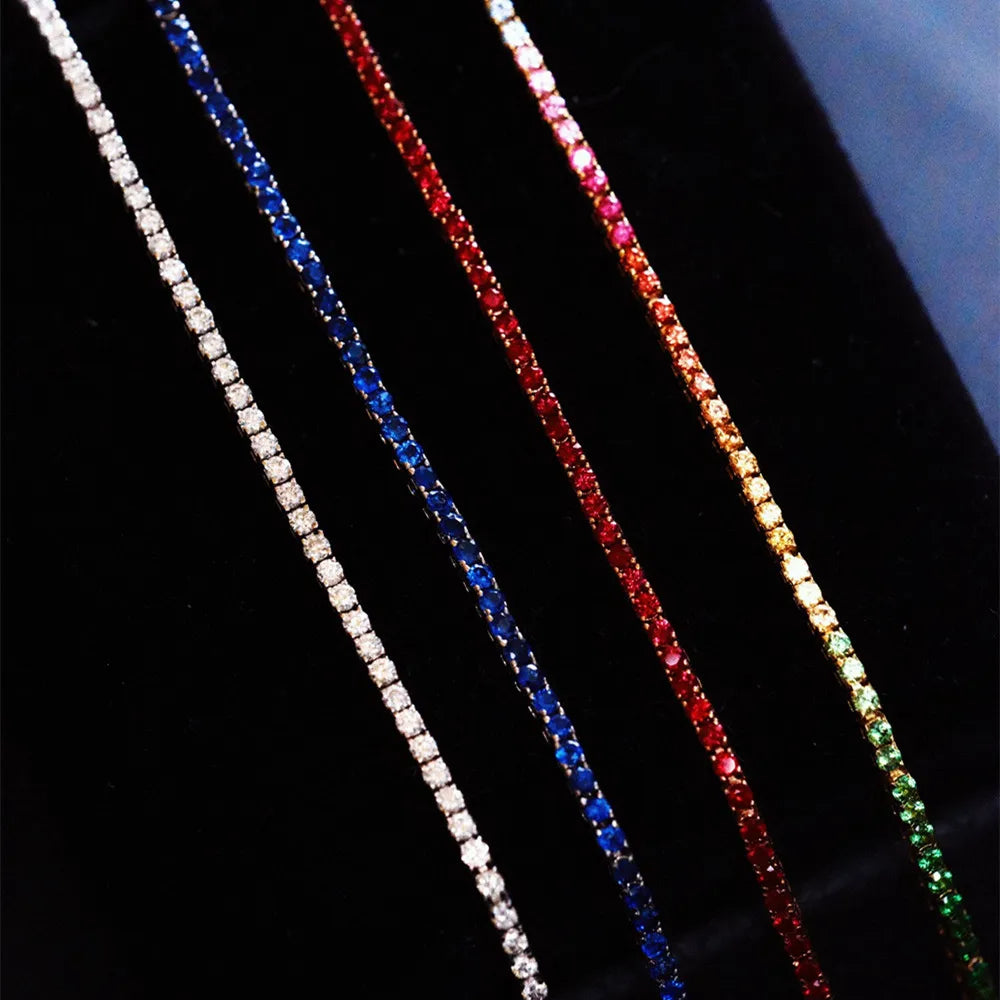 Shelly Real 18K Solid Yellow White Gold AU750 Jewelry Natural Diamonds Gemstone Ruby Colors Rainbow Sapphire Bracelets for Women
