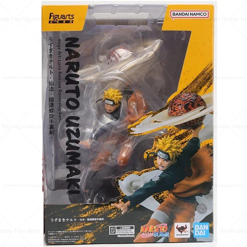 In Stock Bandai Genuine Figuarts ZERO Anime Naruto Sage Art Lava Release Rasenshuriken Uzumakl Action Figure  Model Toys Gift