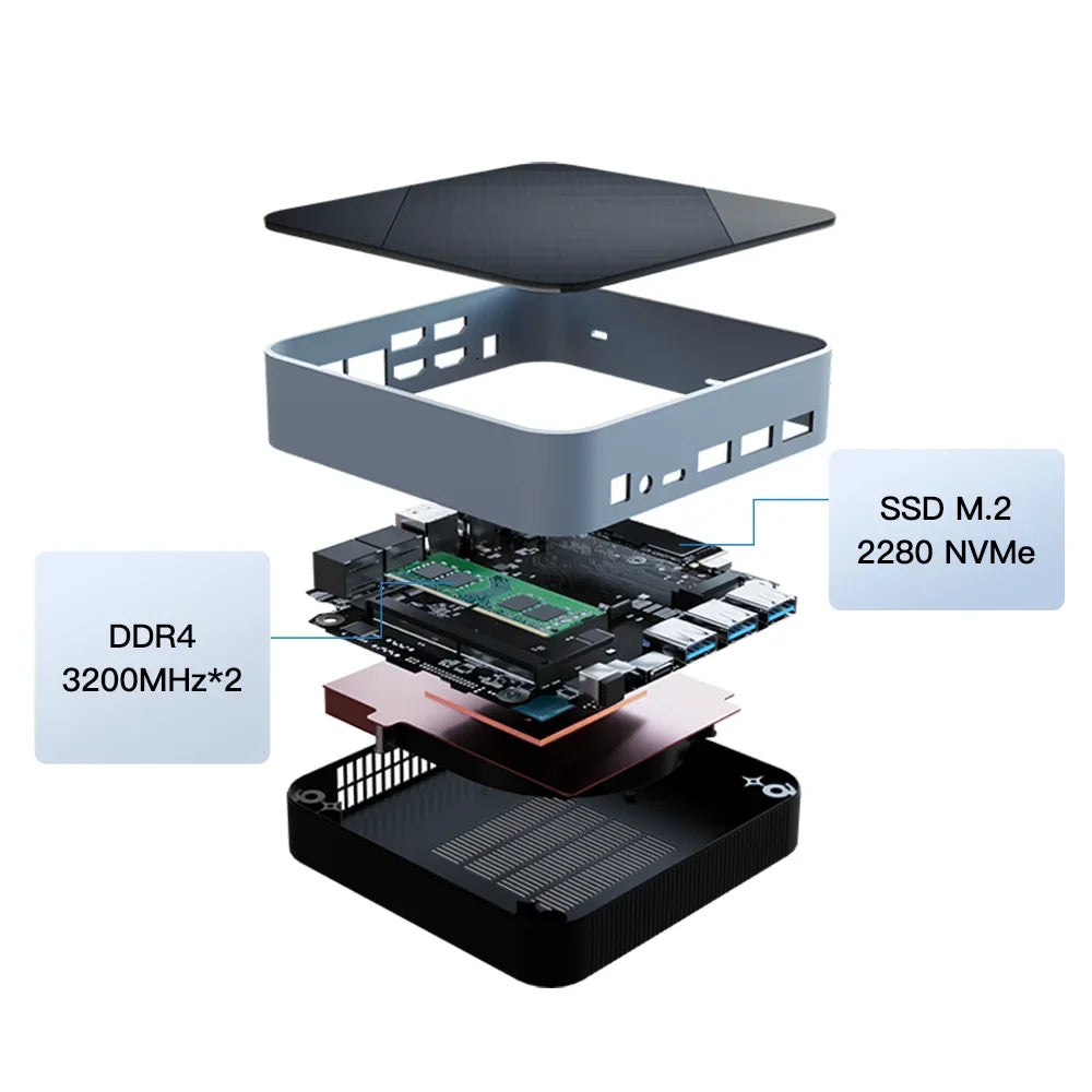 Mini-PC-Computer Gaming Intel Core i3 115G4 i5 1340P 1335U CPU NUC Büro DDR4 NVMe Gaming Mini-Computer HDMI VGA Vier Display 