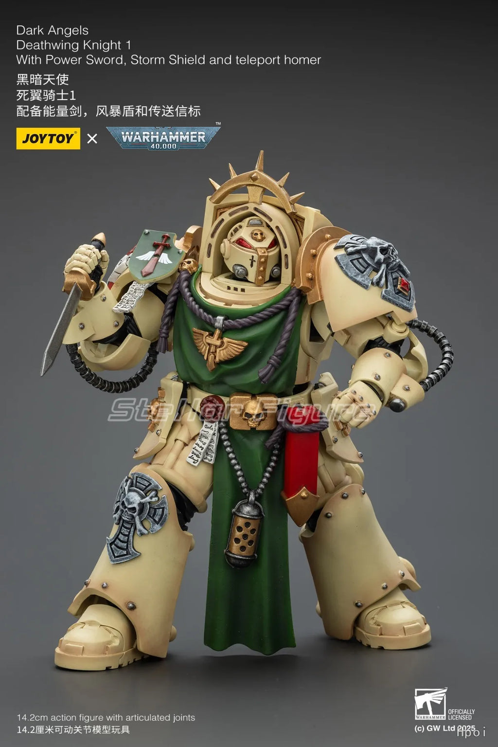 【SF】JOYTOY Warhammer 40K 1/18 Action Figure Dark Angels Deathwing Knight 1 with Power Sword, Storm Shield and Teleport Homer