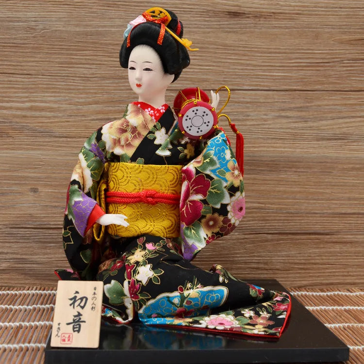 12inch Japanese Geisha Doll Statuette Sitting Figurine Japanese Kimono Kokeshi Kabuki Geisha Handicraft Ornament Birthday Gift