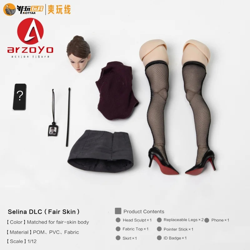 Notaman DLC 1/12 Scale Selina Xiaofang Head Legs Cosplay Clothes Accessory Set Model Fit 6'' NT-04 Soldier Action Figure Body