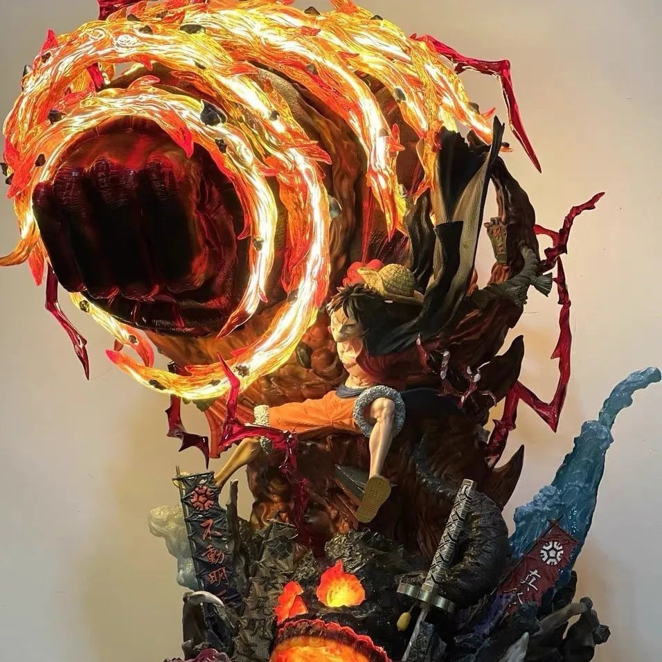 60 cm große LED-Anime-Figur von Luffy aus One Piece (GK Gear 5 Monkey D. Luffy) – Actionfigur, Statue, großes Karma-PVC-Sammlermodell, Spielzeug, Geschenk