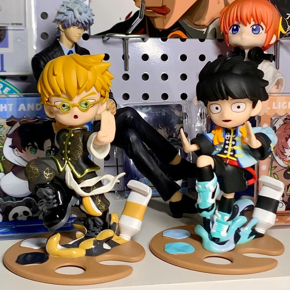 In Stock Original Mob Psycho 100 Anime Figures Gk Reigen Arataka Q Edition Kawaii Palm Series Model Doll Desktop Ornament Gifts