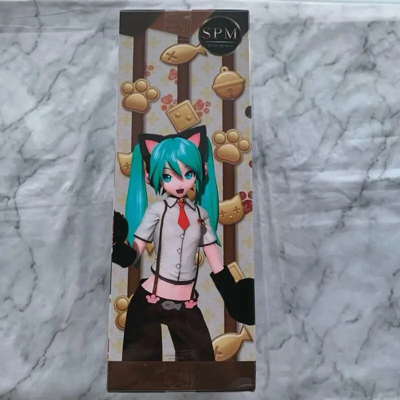 Auf Lager SEGA Hatsune Miku Projekt DIVA Arcade Future Tone SPM Hatsune Miku-Kleine Katze PVC 23CM Anime Actionfiguren Modell Spielzeug