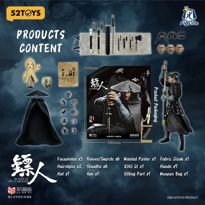 52TOYS FigLite Blades Of The Guardians Daoma  1/12 Scale Male Soldier Anime 6Inch Action Figure Doll Collection
