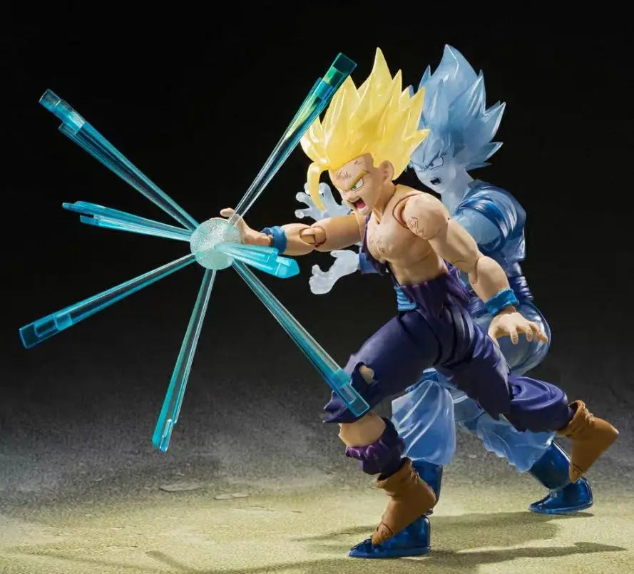 Stock Bandai SHF Dragon Ball Super Saiyan 2 Battle-Damaged Goku & Gohan Father-Son Kamehameha 1/12 Figure Model Collectible Gift