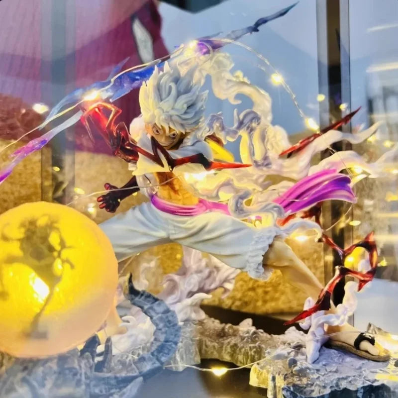 Figure Sun God Gear 5 Nika Luffy Action Figure Gk Thunderbolt Monkey D Luffy Model Pvc Collectible Toy Collection Ornament Mode