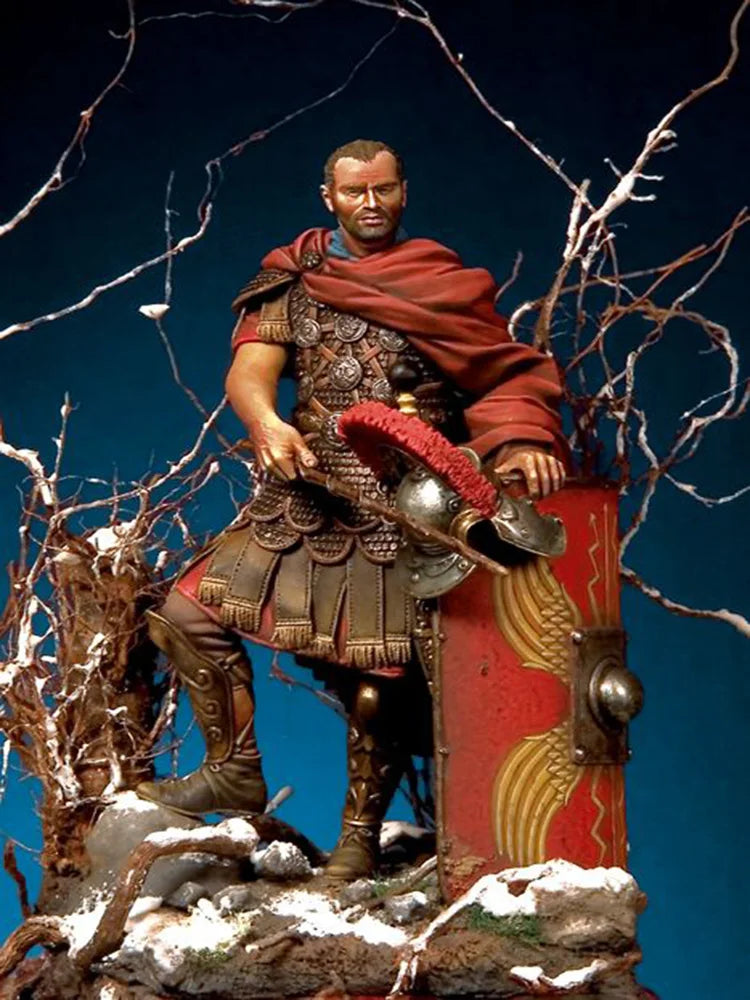 New Unassembled 1/24 75mm ancient Roman warrior stand with shield Resin Figure Unpainted Model Kit