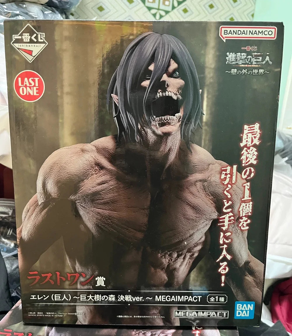 In Stock BANDAI Original Ichiban Kuji KUJI Attack On Titan Anime Figure Eren Jaeger Levi Ackerman PVC Cool Model Collection Toys