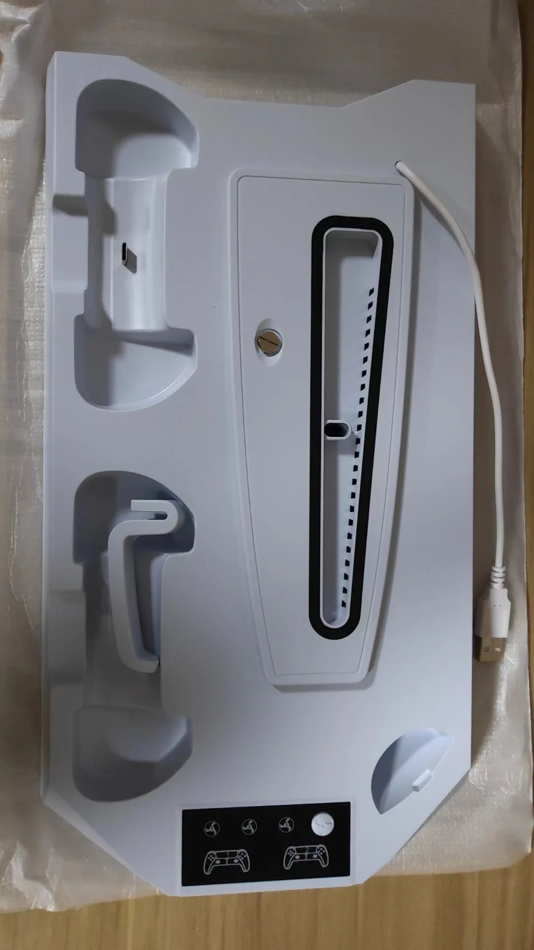 For PS5/PS5 Slim/PS5 Pro Stand with Headphone Hook Cooling Stand & Controller Charging Station for PS5 with 3 Levels Cooling Fan