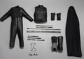 Kelly Studio KS-100 1/6 Men Soldier Black Samuari Mini Cloak Bodysuit Darth Vader Leather Clothes Set Fit 12'' HT Action Figure