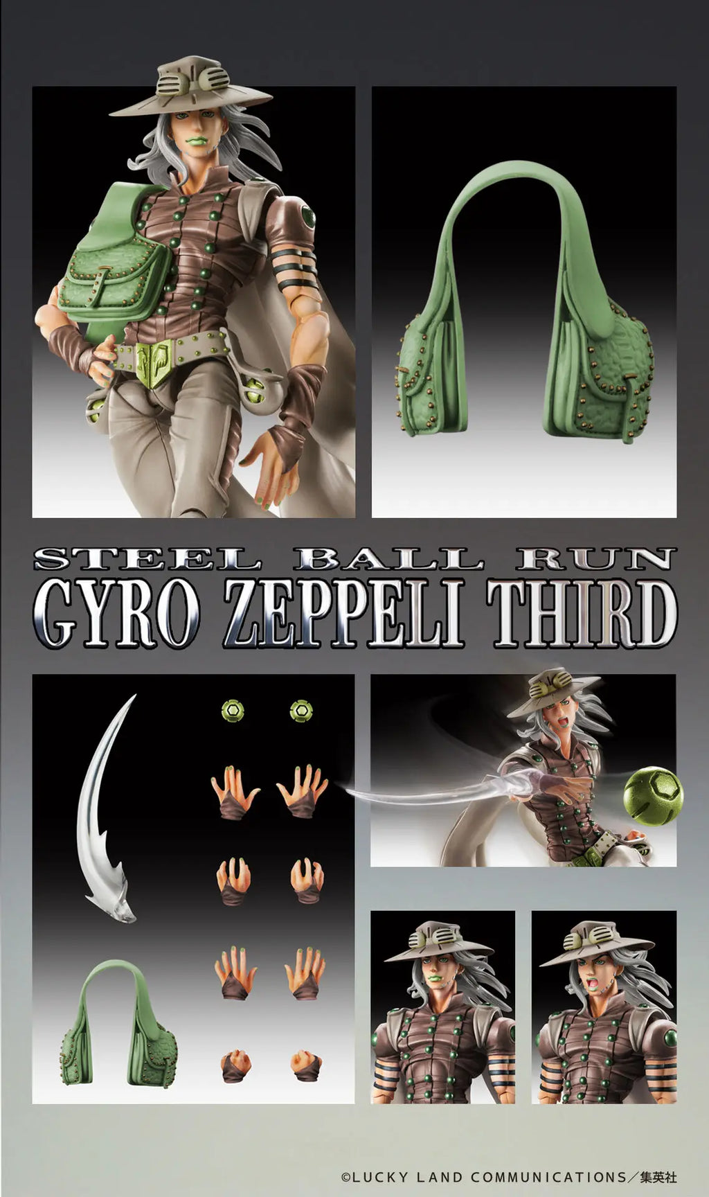 Original Medicos Super Action Statue JoJo's Bizarre Adventure Gyro Zeppeli Part.7 Steel Ball Run Third Action Figure Toys