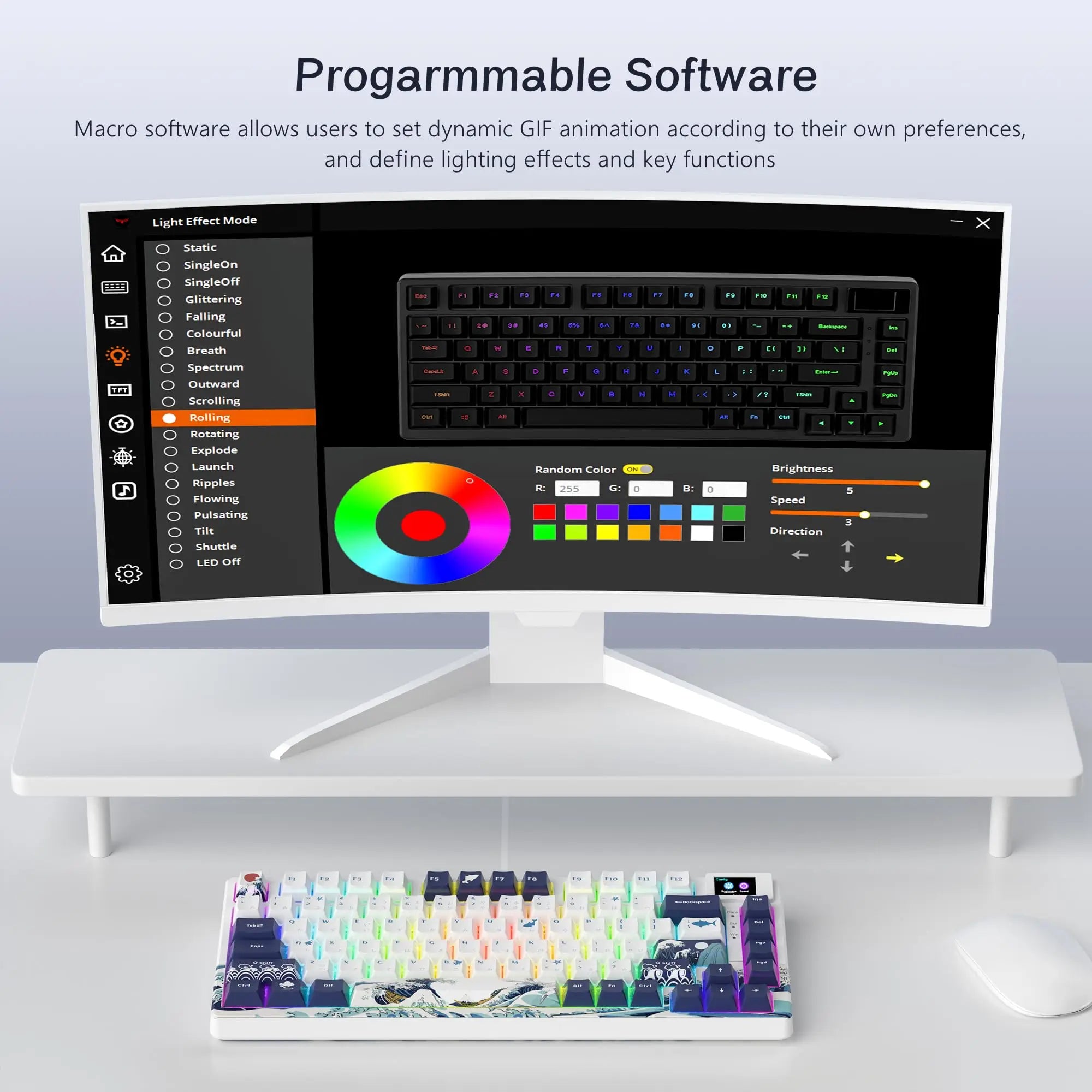 womier SK80 Mechanische Tastatur mit Dichtungsmontage, 81-Tasten-Gamer-Tastatur, 75 % Hot-Swap-RGB-Gaming-Tastatur mit Smart Display für PC