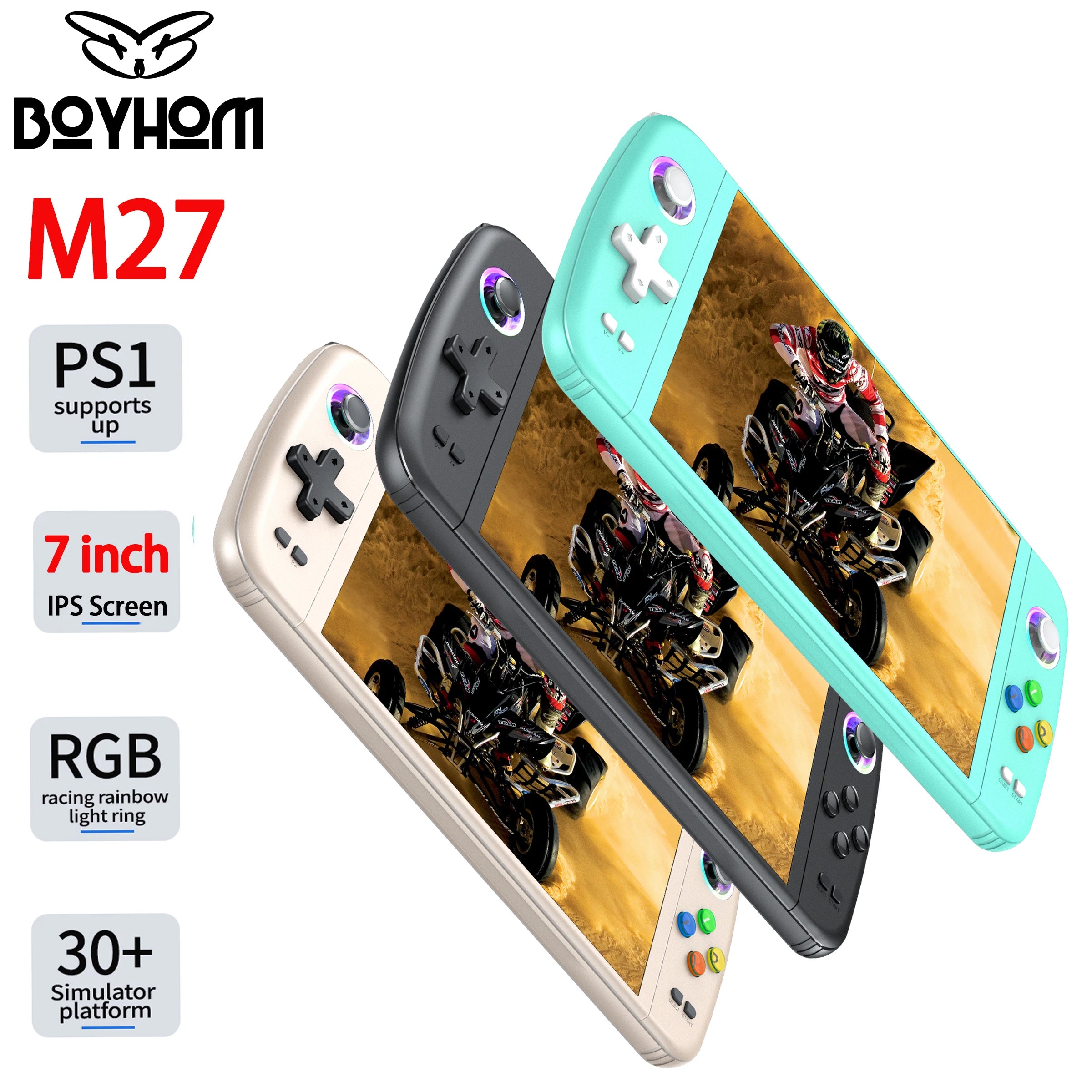 BOYHOM M27 Handheld Game Console 7 Inch IPS Screen System Joystick RGB Lightning Retro Video Game Consola Player VIDEO GAME